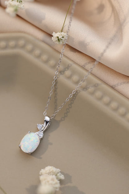 Opal Oval Pendant Chain Necklace