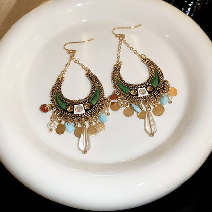 Rhinestone Resin Alloy Dangle Earrings